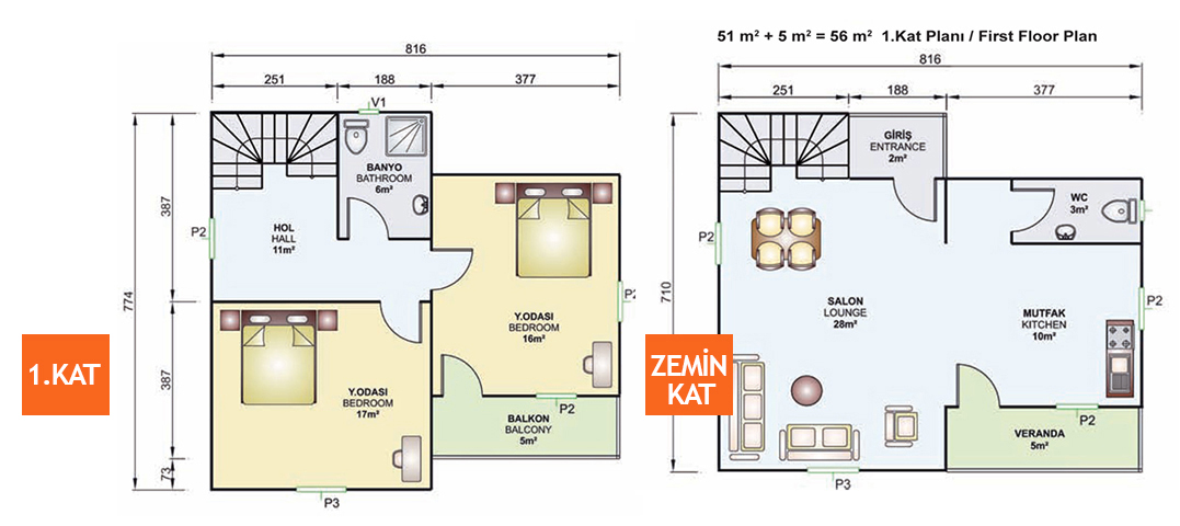 Kayseri Anahtar Teslim Prefabrik 105 mt - Görsel 3